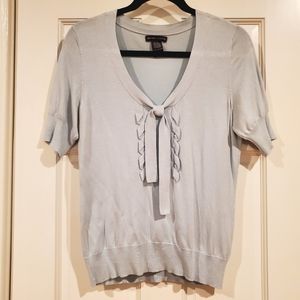 New York & Co Blue Knit Tie Front Top Small